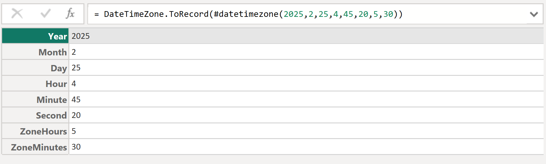 DateTimeZone.ToRecord function in Power Query
